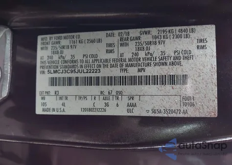 2018 Lincoln Mkc Reserve из США, поврежденный, VIN 5LMCJ3C95JUL22223